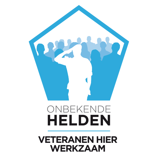 Onbekende Helden sticker: Veteranen hier werkzaam