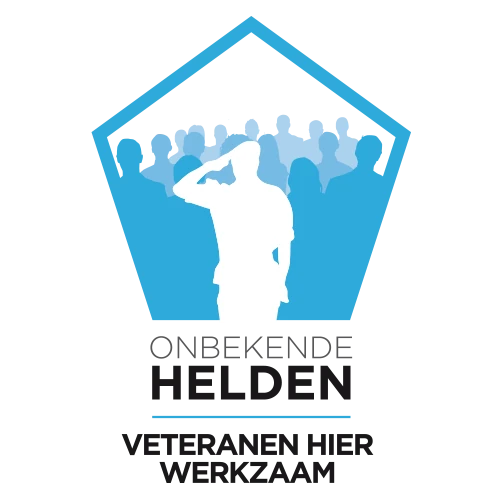 Onbekende Helden sticker: Veteranen hier werkzaam